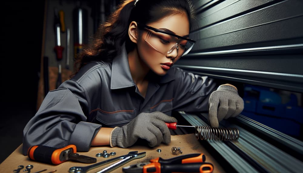 Expert garage door technician at work